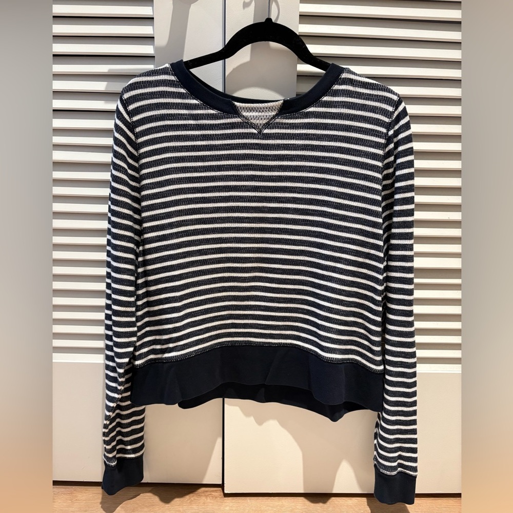 Madewell Navy and White Striped Long Sleeve Tee